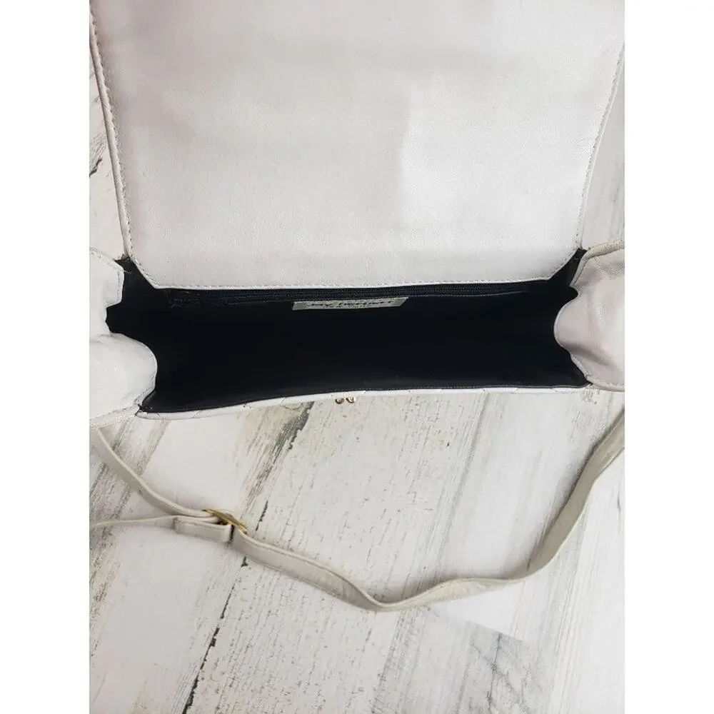Jay Herbert NY White Faux Leather Quilted Shoulder Bag Women's Purse
